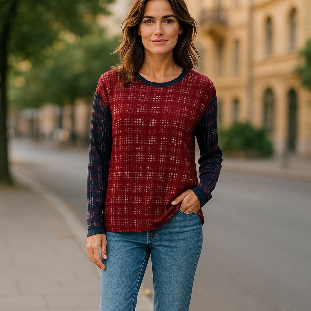 Tory Burch all cotton knit top size XL long sleeve pima 2900